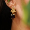 Handmade Design Brass Earrings With Amethyst Stone