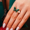 Handmade Silver Ring with Malahite and Pearl