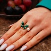 Handmade Silver Ring with Malahite and Pearl
