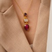 Handmade Gold Plated Brass Necklace with Amethyst, Moonstone and Ruby Stones