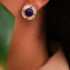 Handmade Design Silver Earrings with Mother of Pearl and Lapis Lazuli Stones