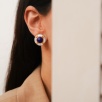 Handmade Design Silver Earrings with Mother of Pearl and Lapis Lazuli Stones