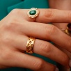 Handmade Design Silver Ring with Mother of Pearl and Malachite Stone