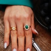 Handmade Design Silver Ring with Mother of Pearl and Malachite Stone