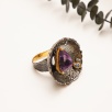 Handmade Design Silver Ring With Amethyst Stone