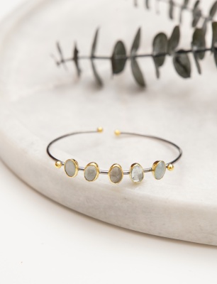 Handmade Silver Bracelet with Aquamarine Stone