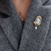 Handmade Cameo Design Silver Brooch with Onyx Stone and Pearl