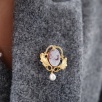 Handmade Silver Brooch with Cameo Design, Agate Stone and Pearl