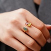 Handmade Design Silver Ring with Tourmaline Stones
