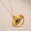 Handmade Brass Necklace Labradorite Stone