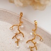 Handmade Gold Plated Brass Earrings with Pearls