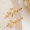 Handmade Gold Plated Brass Earrings with Pearls