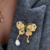 Handmade Design Silver  Butterfly Design Brooch with Baroque Pearl
