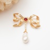 Handmade Design Silver Brooch Baroque Pearl with Ribbon Design