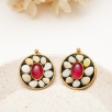 Handmade Design Silver Earrings Ruby and Moonstone