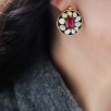 Handmade Design Silver Earrings Ruby and Moonstone
