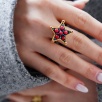 Handmade Design Silver Ring With Coral Stones