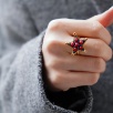 Handmade Design Silver Ring With Coral Stones