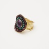 Handmade Design Silver Ring with Amethyst and Tourmaline Stones
