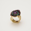Handmade Design Silver Ring with Amethyst and Tourmaline Stones