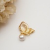 Handmade Design Silver Brooch with Butterfly Design and Pearl