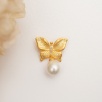 Handmade Design Butterfly Design Silver Brooch with Pearl