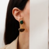 Handmade Design Brass Earrings Emerald and Smoky Quartz