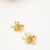 Handmade Flower Design Brass Earrings with Pearl