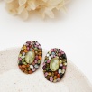 Handmade Design Silver Earrings with Tourmaline and Quartz Stones