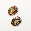 Handmade Design Silver Earrings with Tourmaline and Quartz Stones