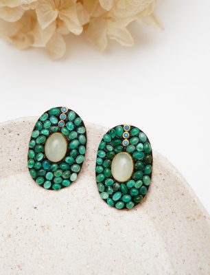 Handmade Design Silver Earrings With Tourmaline Stones