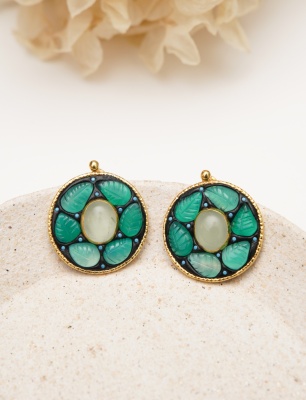 Handmade Design Silver Earrings With Natural Stones