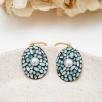 Handmade Design Silver Earrings with Aqua Marine and Pearl Stones