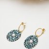 Handmade Design Silver Earrings with Aqua Marine and Pearl Stones