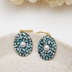 Handmade Design Silver Earrings with Aqua Marine and Pearl Stones