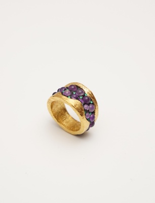 Handmade Design Silver Ring With Amethyst Stones