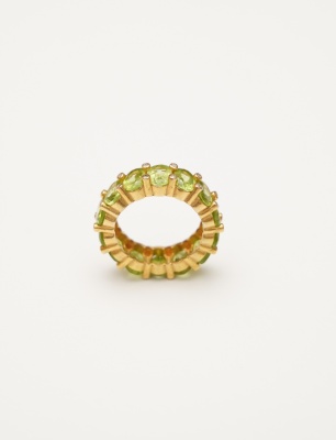 Handmade Design Full Round Silver Ring With Peridot Stone