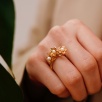 Handmade Pearl Silver Ring With Floral Design