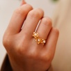 Handmade Pearl Silver Ring With Floral Design