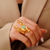 Handmade Design Brass Ring With Turquoise Stone