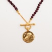 Handmade Garnet Stone Antique Coin Design Silver Necklace