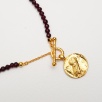 Handmade Garnet Stone Antique Coin Design Silver Necklace