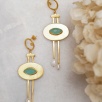 Handmade Design Brass Earrings Akua Chalcedony and Pearl Stone