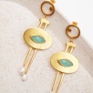 Handmade Design Brass Earrings Akua Chalcedony and Pearl Stone