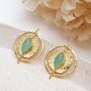 Handmade Design Brass Earrings Aqua Chalcedony Stone