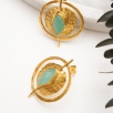 Handmade Design Brass Earrings Aqua Chalcedony Stone