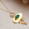 Handmade Design Brass Necklace with Emerald and Pearl Stone