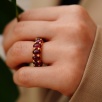 El Yapımı Tasarım Tam Tur Garnet Taşlı Gümüş Yüzük