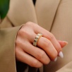 Handmade Design Full Round Silver Ring With Aqua Marine Stones