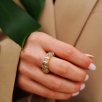 Handmade Design Full Round Silver Ring With Aqua Marine Stones
